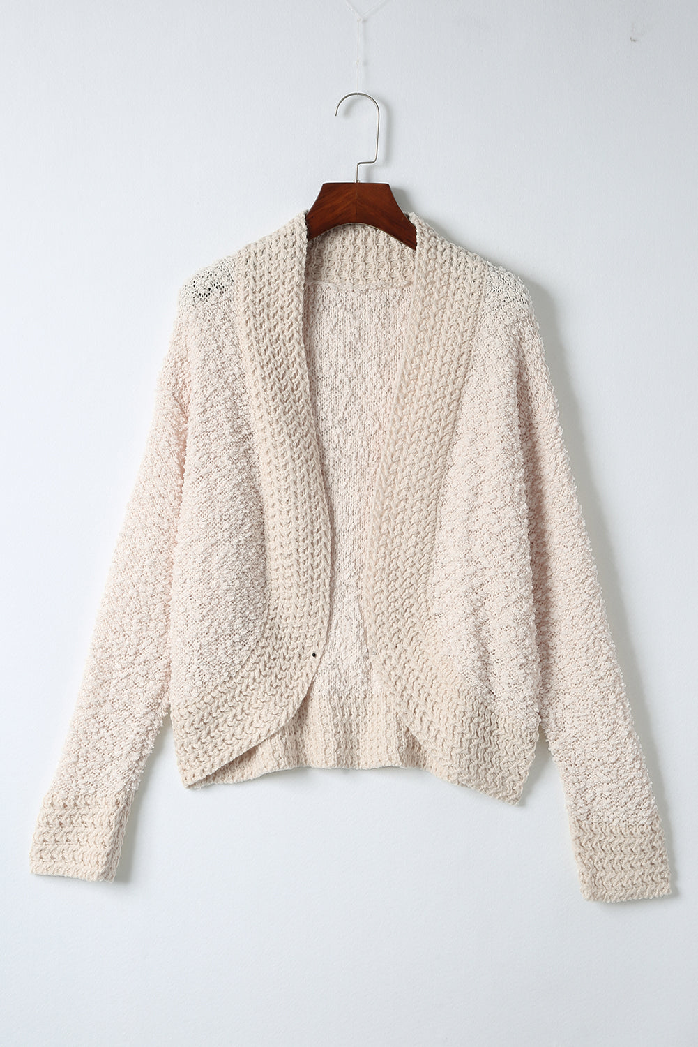 Red Popcorn Knit Open Front Cardigan