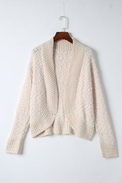 Red Popcorn Knit Open Front Cardigan