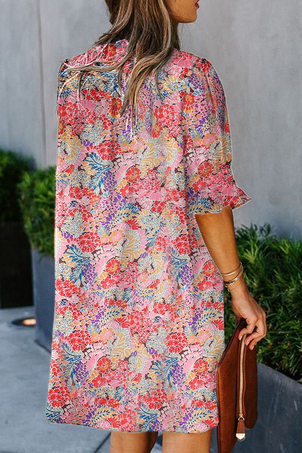 Ruffled Sleeve Shift Dress