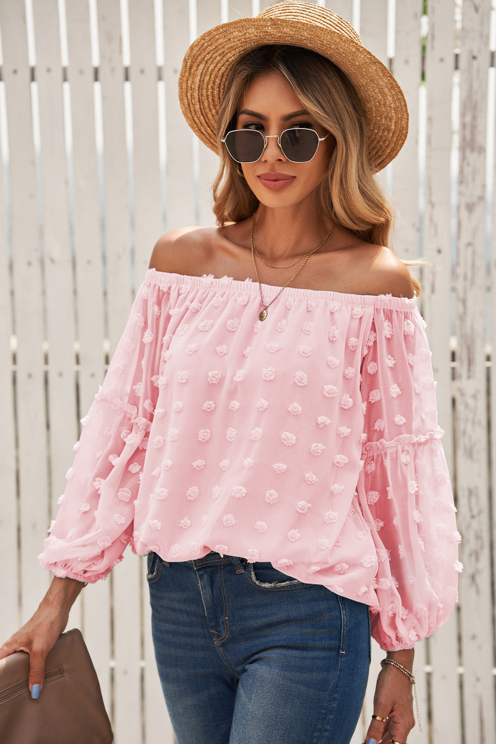 Swiss Dot Off The Shoulder Blouse