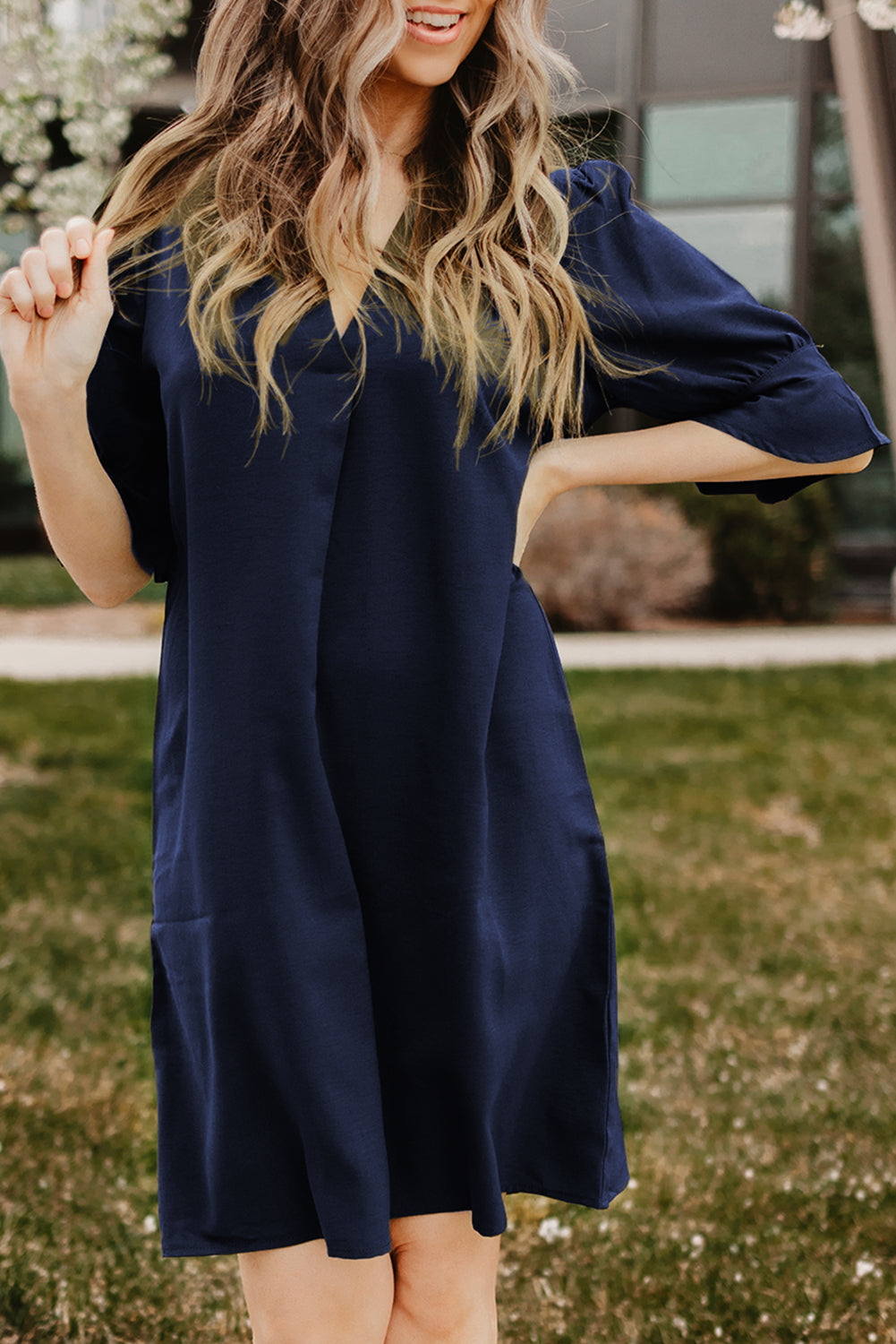 Ruffled Sleeve Shift Dress