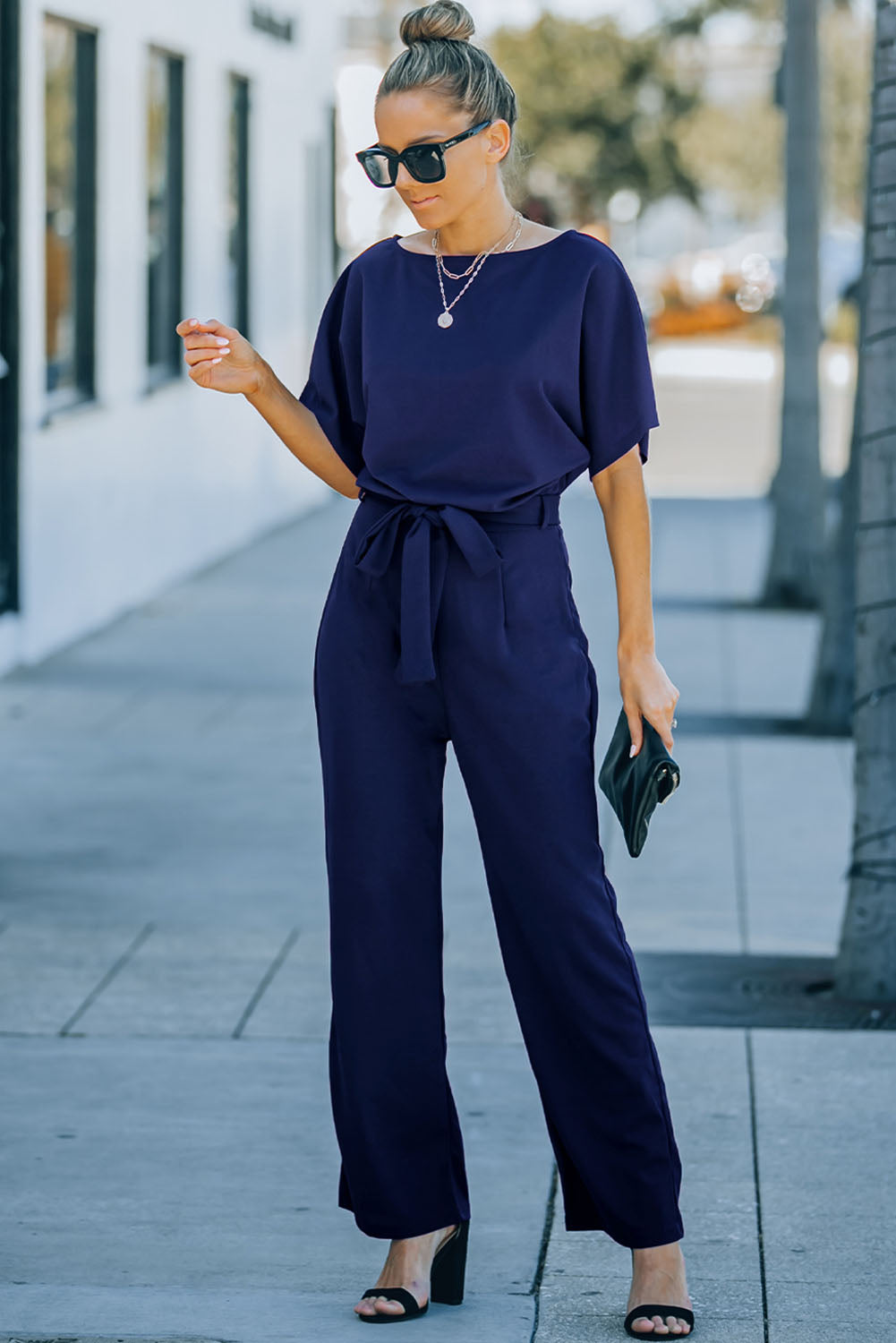 Belted Wide Leg Jumpsuit