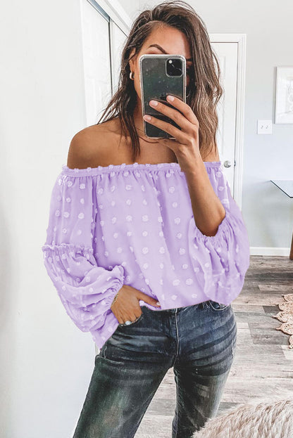 Swiss Dot Off The Shoulder Blouse