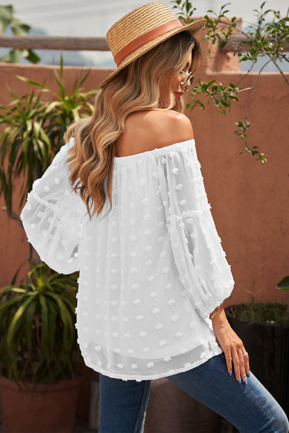 Swiss Dot Off The Shoulder Blouse