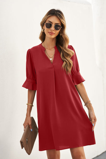 Ruffled Sleeve Shift Dress