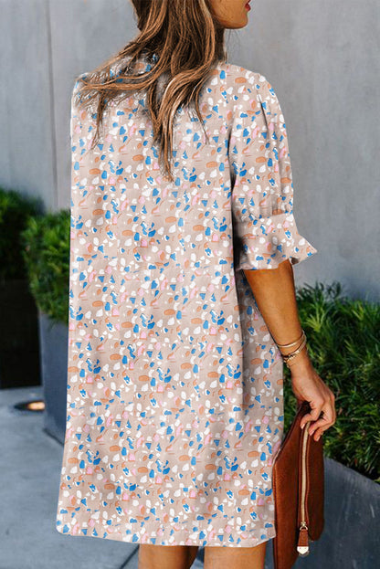 Ruffled Sleeve Shift Dress