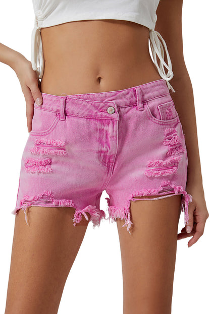 Sky Blue High Rise Crossover Waist Denim Shorts