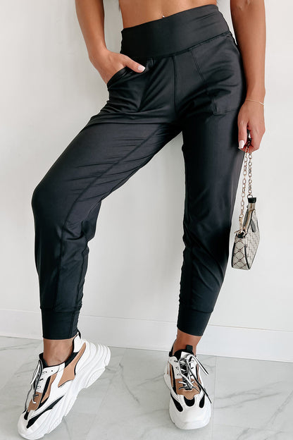 Medium Grey Exposed Seam High Waist Pocketed Joggers