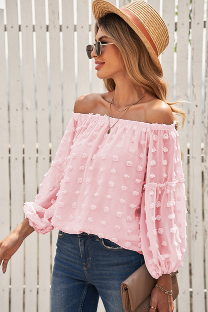 Swiss Dot Off The Shoulder Blouse