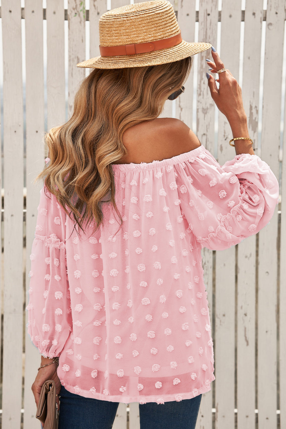 Swiss Dot Off The Shoulder Blouse