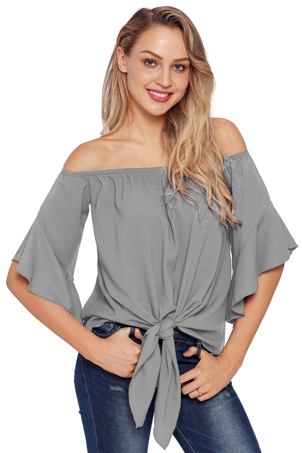 Off The Shoulder Knot Front Top