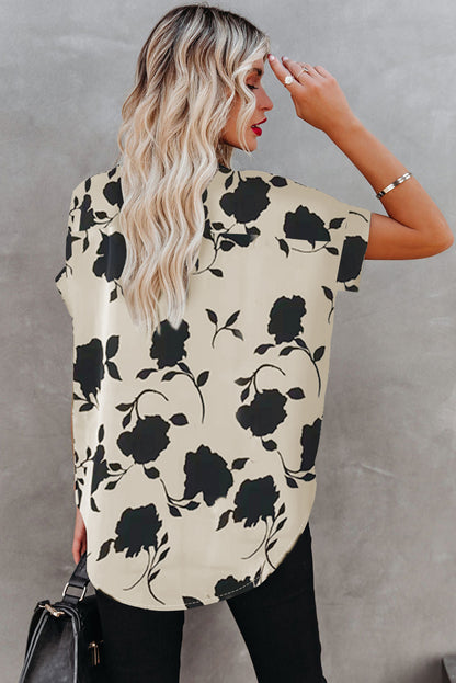 Floral Printed Short Sleeve Blouse