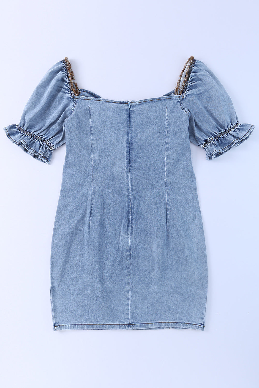 Sky Blue Buttoned Denim Bodycon Mini Dress