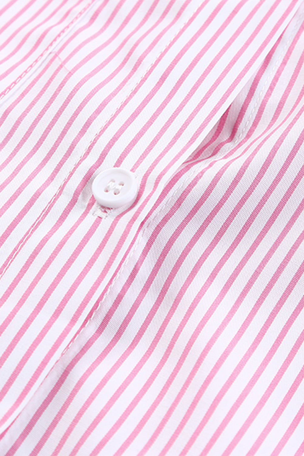 Smocked Cuffed Striped Boyfriend Shirt with Pocket