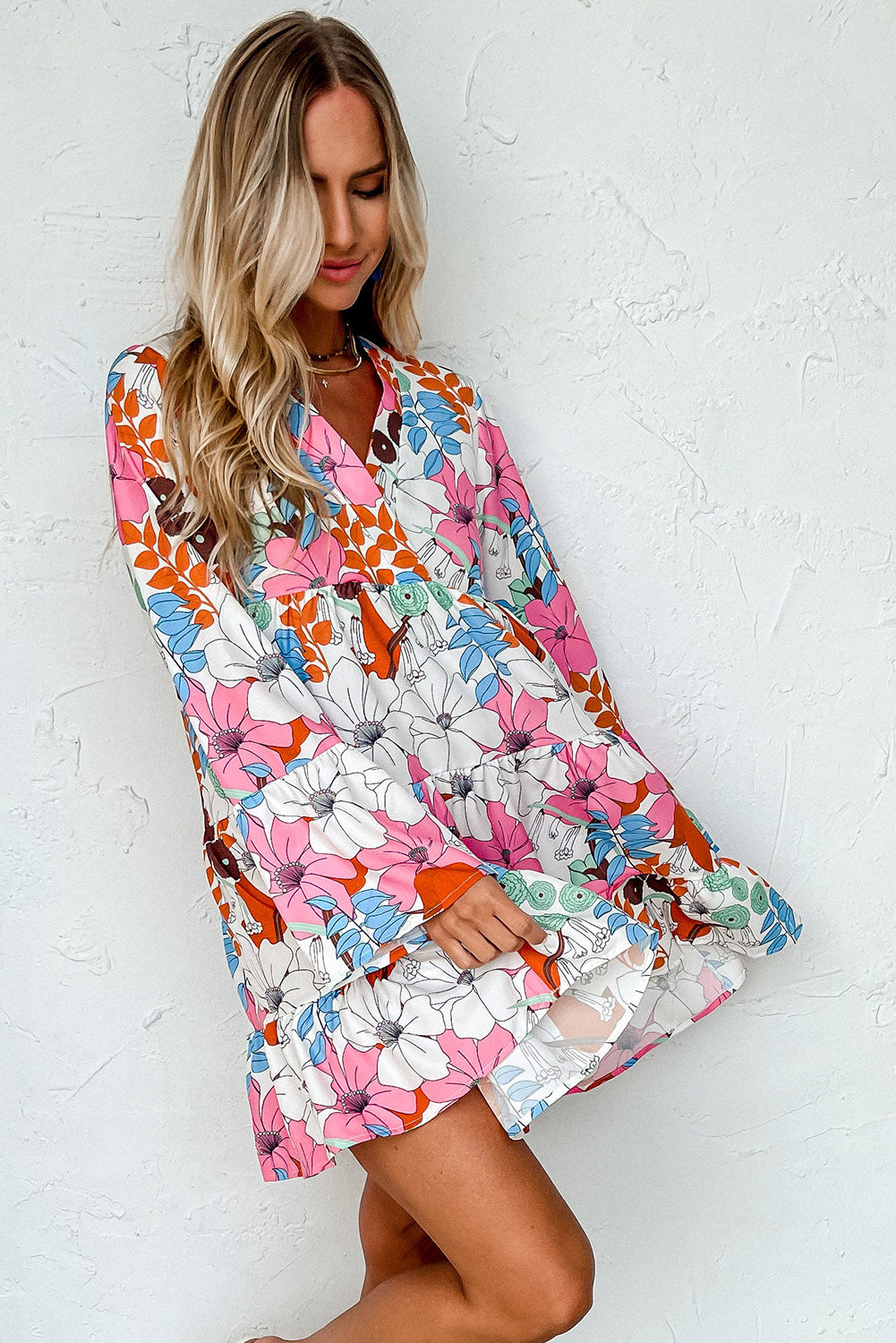 Floral Tiered Mini Dress