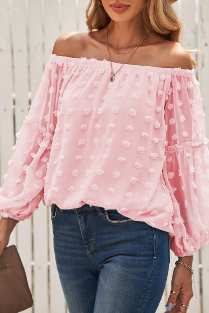 Swiss Dot Off The Shoulder Blouse