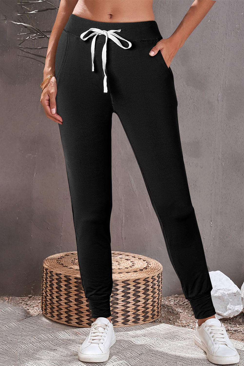 Drawstring Waist Pocketed Joggers