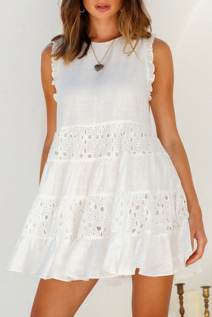 Frill Trim Sleeveless Babydoll Dress