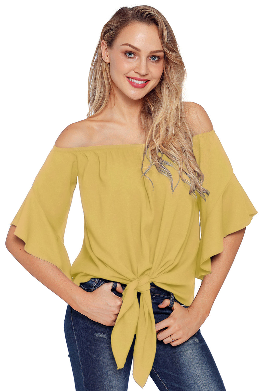 Off The Shoulder Knot Front Top