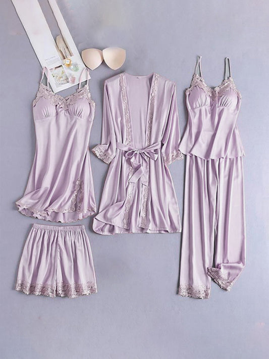 Lace Pyjama Five-Pieces Set