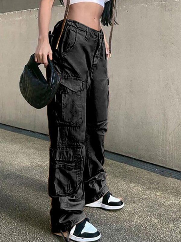 High Waist Loose Wide Leg Retro Cargo Pants