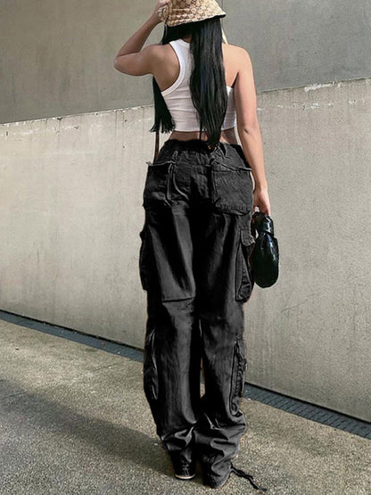 High Waist Loose Wide Leg Retro Cargo Pants