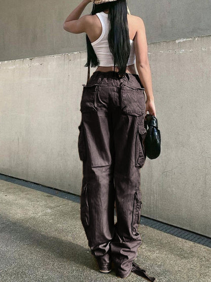 High Waist Loose Wide Leg Retro Cargo Pants