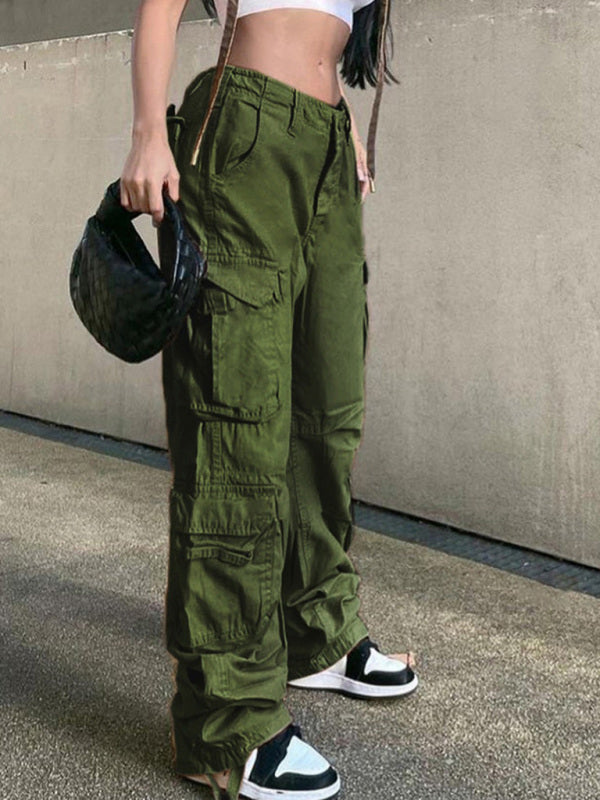 High Waist Loose Wide Leg Retro Cargo Pants