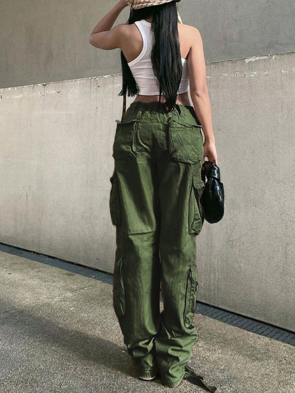 High Waist Loose Wide Leg Retro Cargo Pants