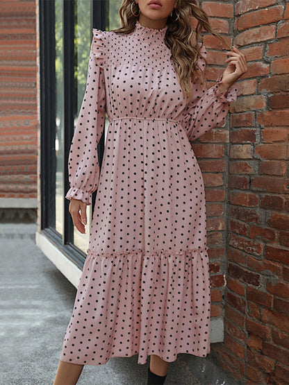 Women’s Polka Dot Ruffled Midi Dress