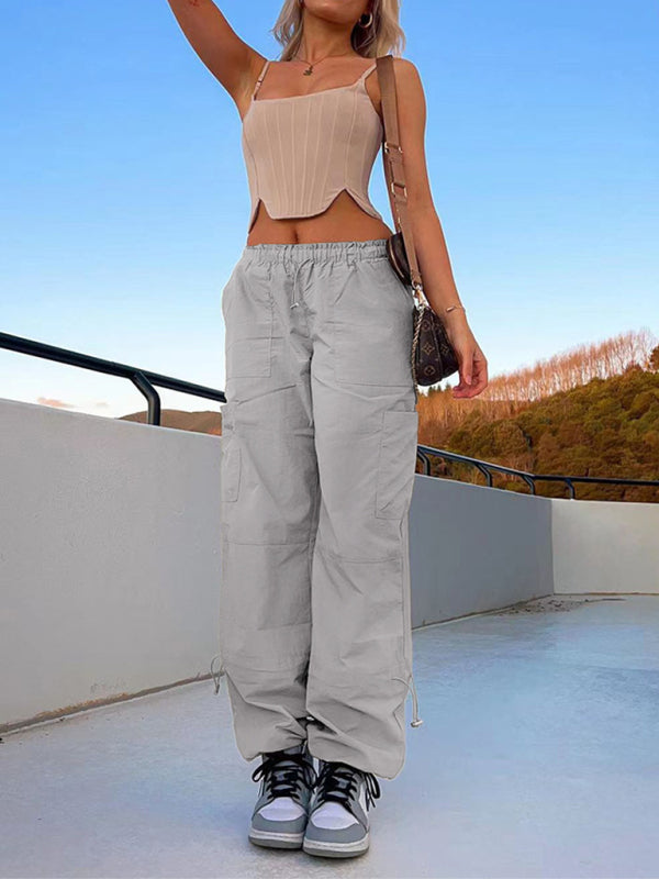 Loose strapped multi-pocket straight cargo pant