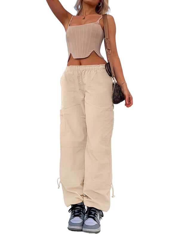 Loose strapped multi-pocket straight cargo pant