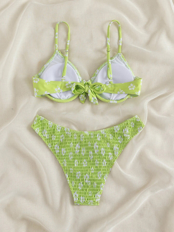 underwire push-up sexy flower swimsuit