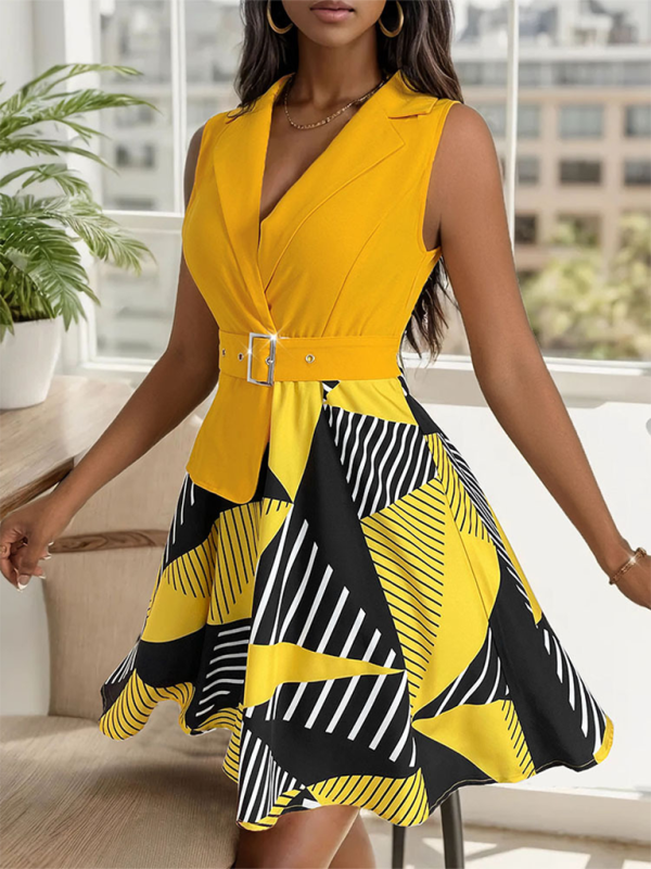 Sleeveless Geometric Print Dress