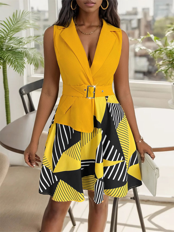 Sleeveless Geometric Print Dress