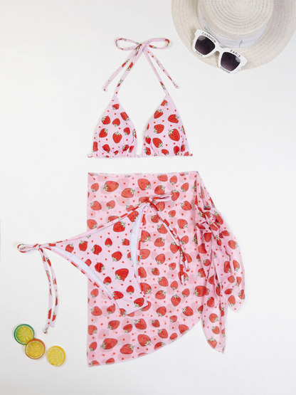 lace-up skirt three-piece swimsuit