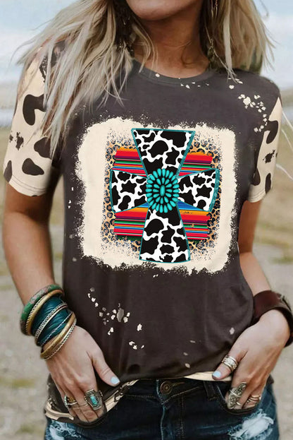 Tie Dye Bleached Crew Neck Short Sleeves T-shirt