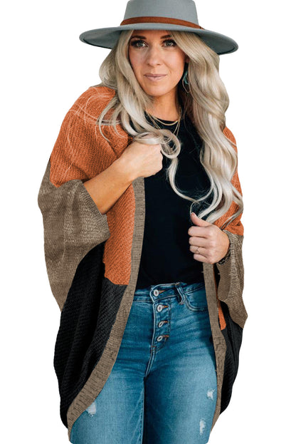 Neutral Colorblock Drapey Cardigan