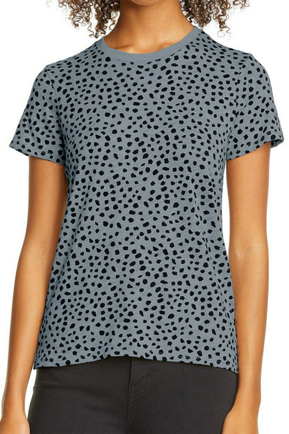 Cheetah Print O-neck Short Sleeve T Shirt