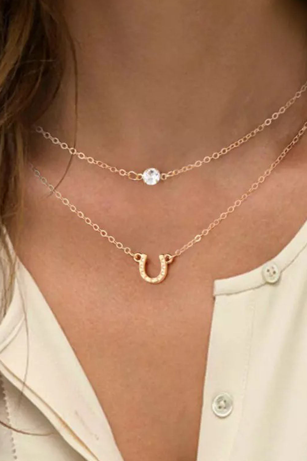 Horseshoe Layered Chopped Necklace