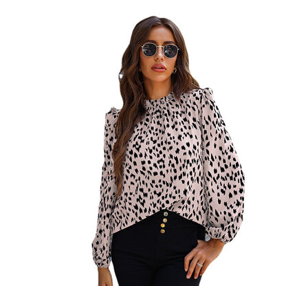 Half-high Collar Long Sleeves Pullover Temperament Blouse/Shirt