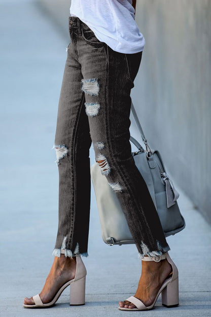 Light Blue Distressed Boyfriend Denim Pants