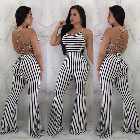 Striped slim-fit jumpsuit