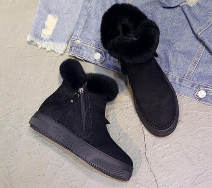 Warm Winter Suede Leather Wedge Boots