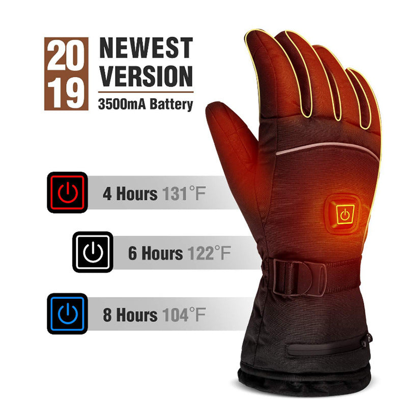 Ski 5-finger rechargeable heating warm gloves