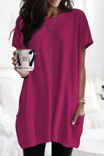 Side Pockets Short Sleeve Tunic Top