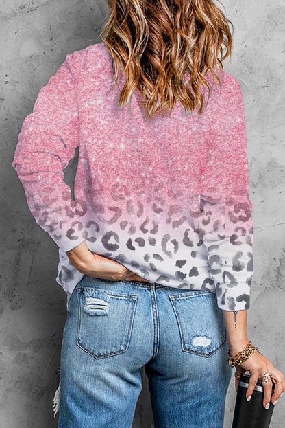 Tie Dye Leopard Print Long Sleeve Top