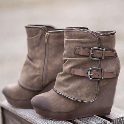 Female Booties With Wedge Heels Platform Winter Boots