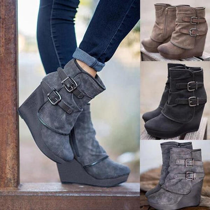 Female Booties With Wedge Heels Platform Winter Boots