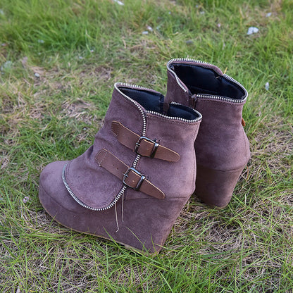 Female Booties With Wedge Heels Platform Winter Boots